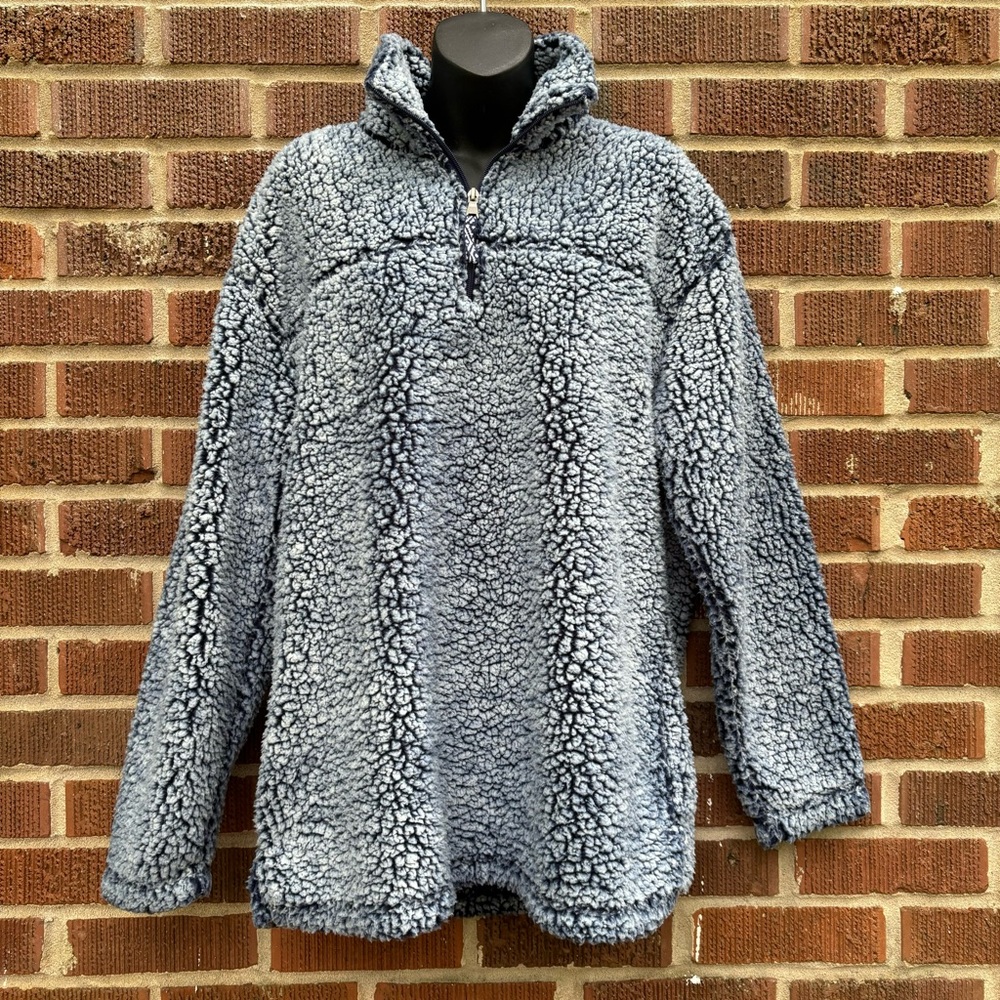 Women's Gray Sherpa 1/4" Zip Oversized Pullover Jacket Size L